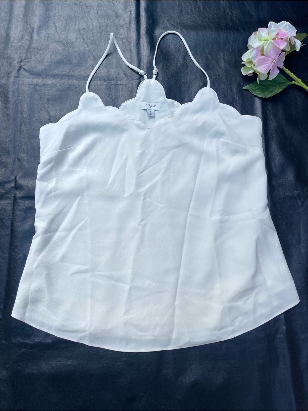 J. Crew Women's Scalloped Racerback Cami Cream Size 6 Romantic Simple Sexy
